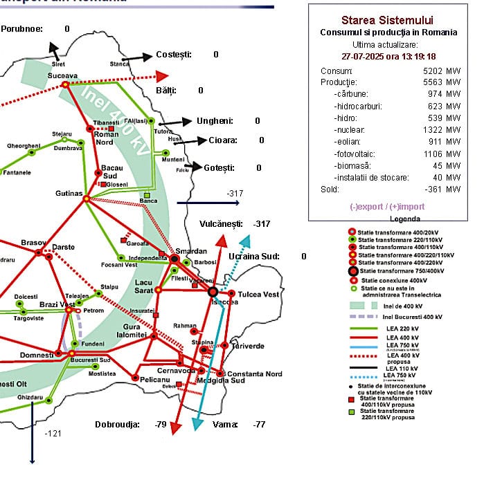 harta transelectrica
