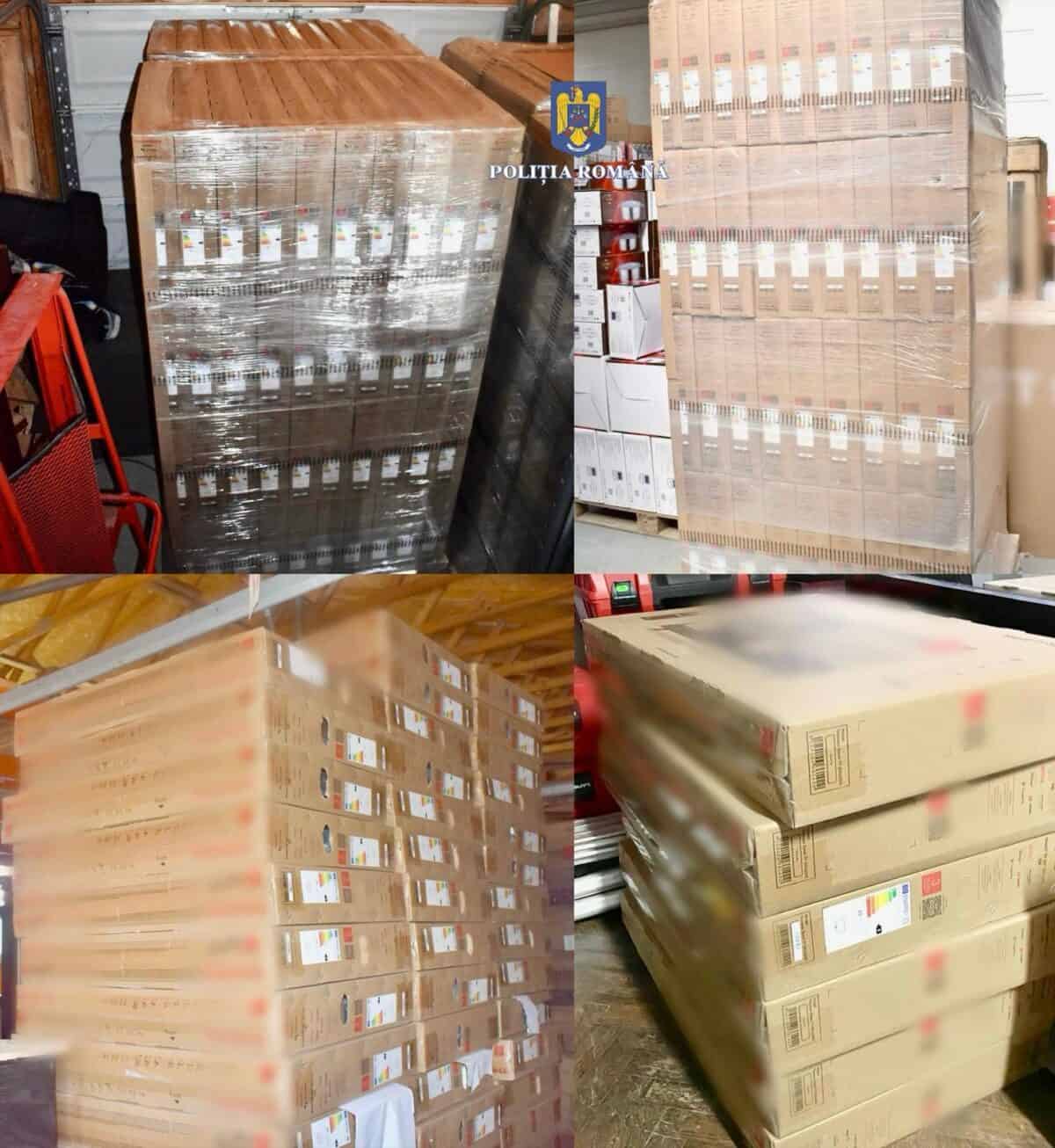 Peste 1.200 de televizoare furate într-un transport internațional într-o rețea destructurată