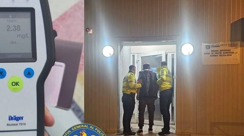 Șofer prins cu alcoolemie record pe autostrada A1 și reținut pentru 24 de ore