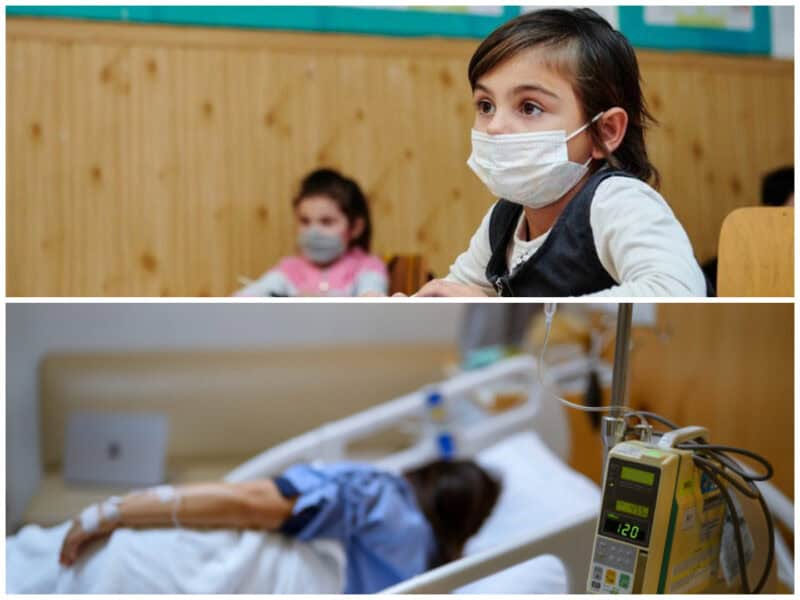 colaj copil bolnav in pat