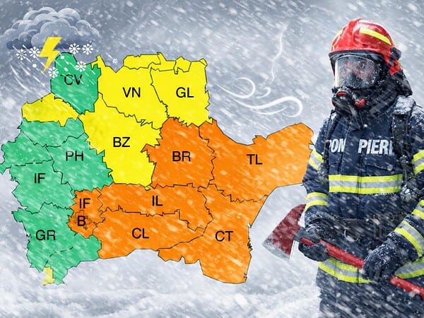 Cod portocaliu de viscol în Tulcea. Zăpadă de 25 cm, rafale de 80 km/h și vizibilitate sub 50 de metri până la ora 23:00