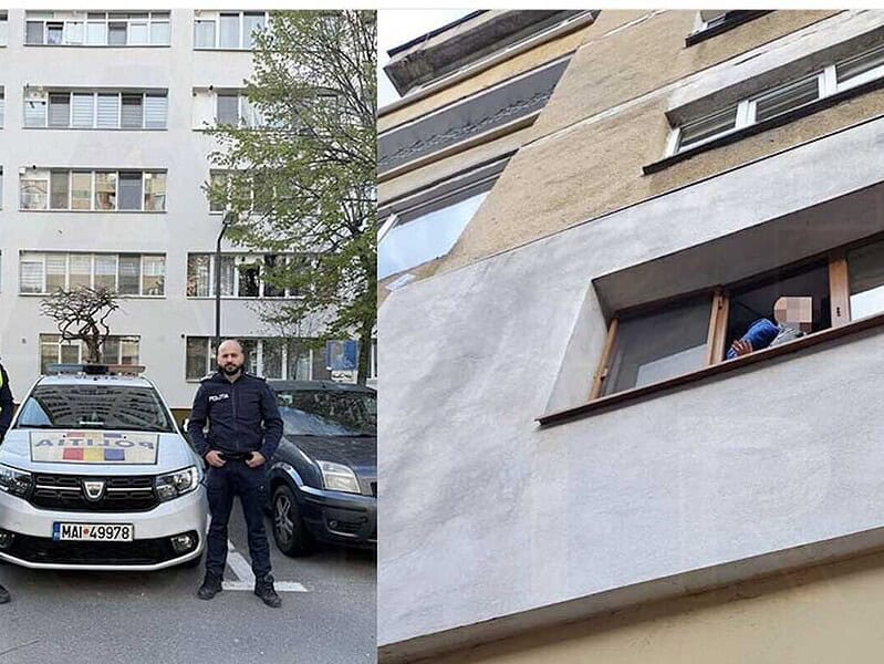 Copil salvat de polițiști după ce a fost găsit pe pervazul unei feronete la Râmnicu Vâlcea