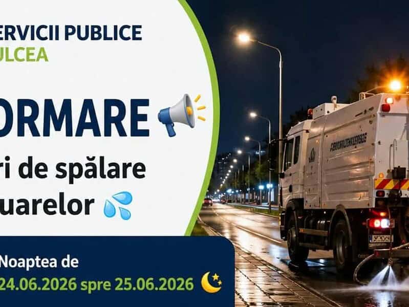 Curățenie pe timp de noapte la Tulcea. Șoferii, avertizați să circule cu atenție