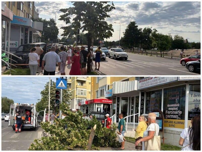 SUV scăpat de sub control pe strada Isaccei: a rupt gardul și a intrat într-un bloc