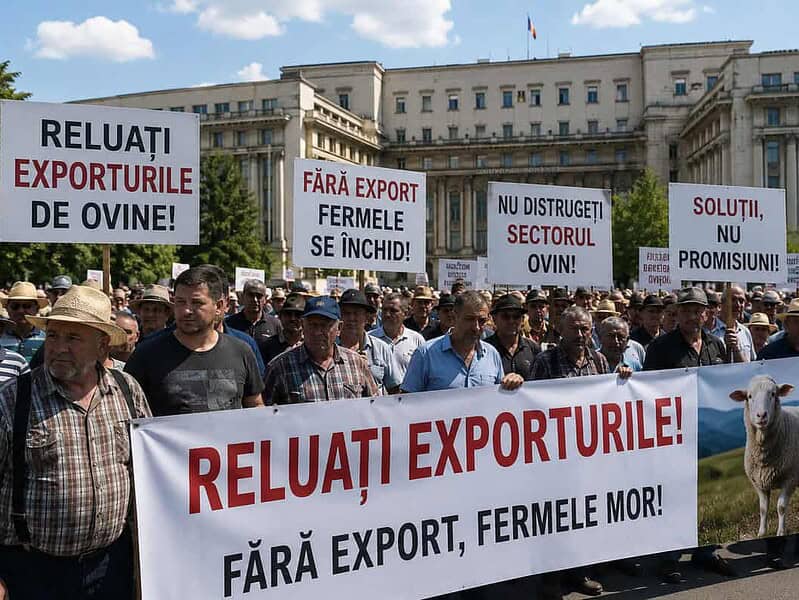 Protest la București al oierilor pentru reluarea exporturilor de animale