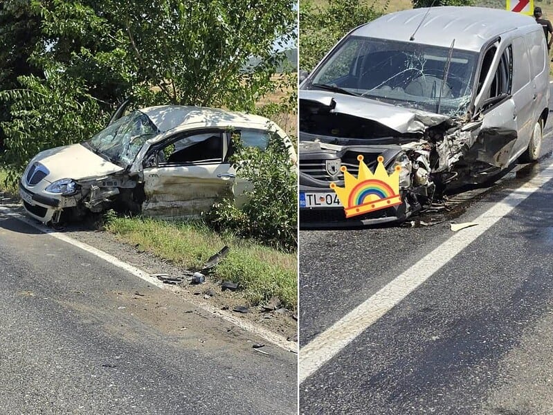 Impact violent pe DN22, spre Niculițel: patru oameni răniți după o intrare pe contrasens