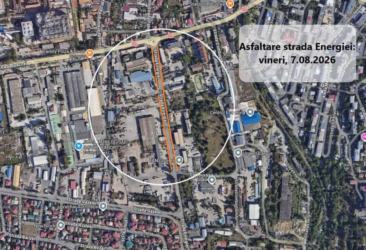 Se închide strada Energiei din Tulcea. Asfaltări de la Isaccei până la Fan Courier