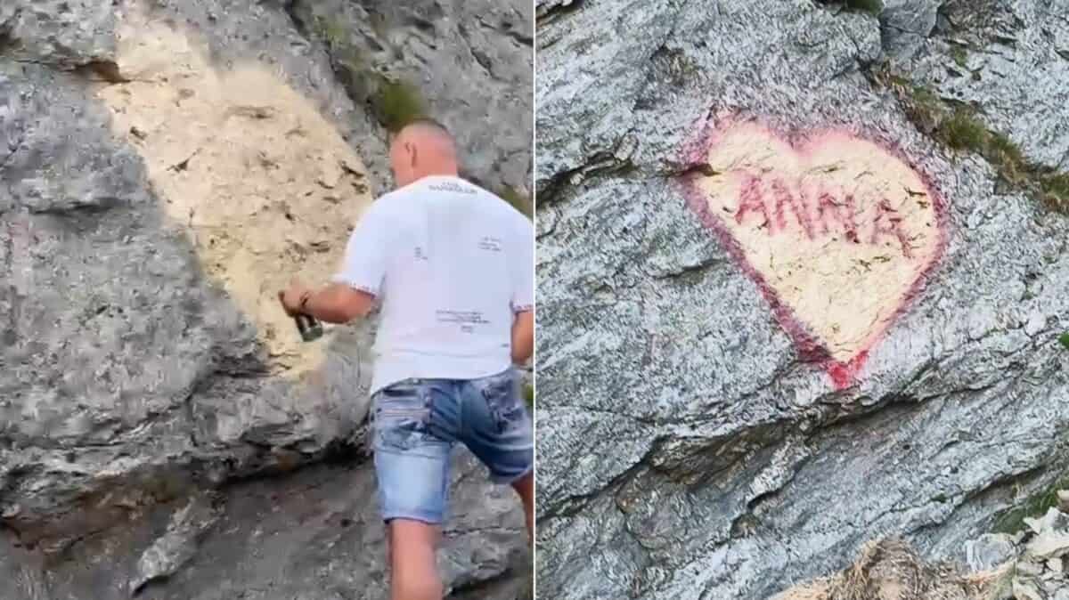 Turist prins că vandaliza pe Transfăgărășan răspunde simplu "Este o stâncă"