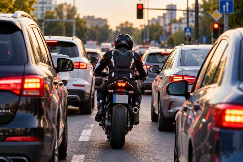 reguli noi pentru motociclisti vor putea merge pe benzile de transport public si Noi reguli pentru motocicliști permite trecerea pe lângă coloanele oprite și benzi speciale